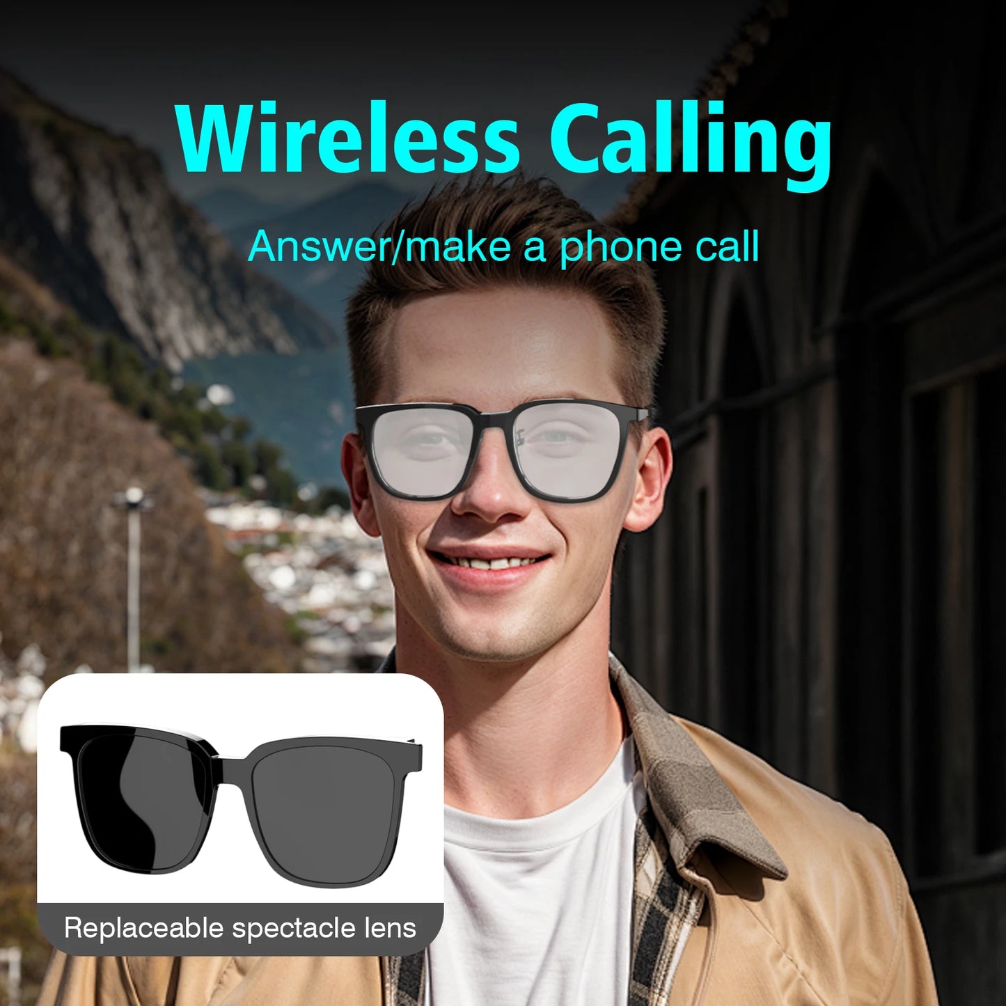 Wireless Smart Translation Glasses with Music & Calling — Works with Android & iOS