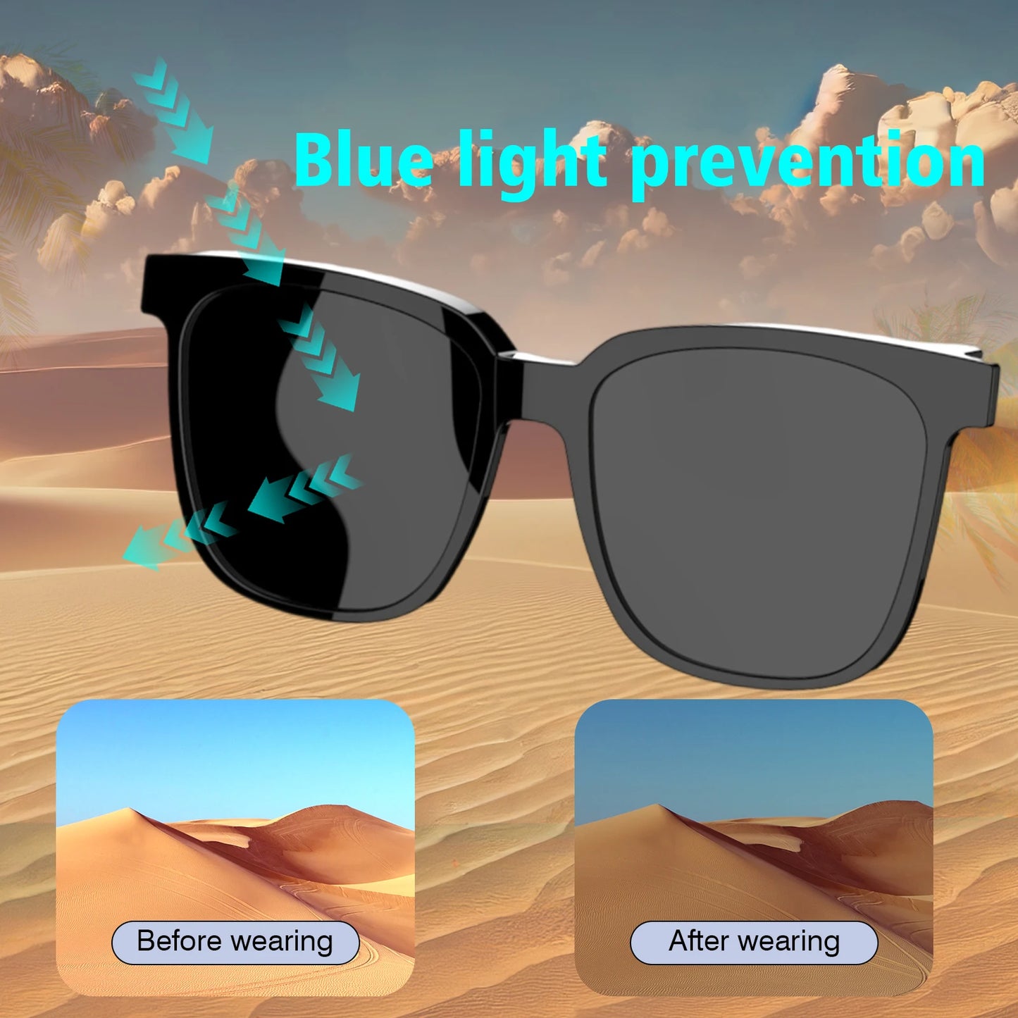 Wireless Smart Translation Glasses with Music & Calling — Works with Android & iOS